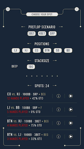 DTO CASH - GTO Poker Trainer Screen 2