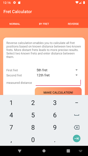 Fret Position Calculator Screen 2