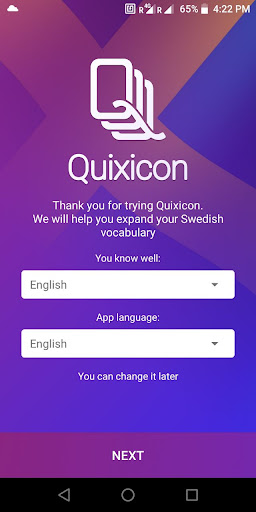 Android application Quixicon: Learn Swedish words screenshort