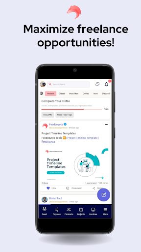 Feedcoyote: Social Freelancing Screen 2