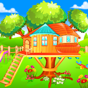 Girl Tree House - Playing With Pet