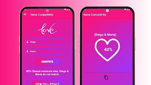 Android application Name Compatibility - Love Test screenshort