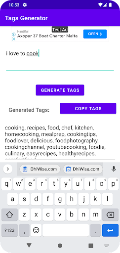 Video Tags Generator Screen 2