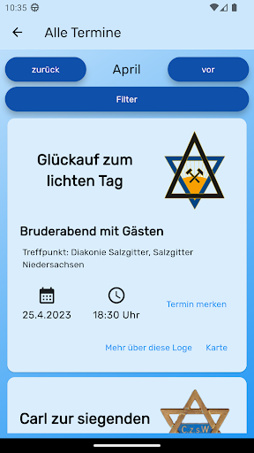 Freimaurer App Ni. & St. Screen 3