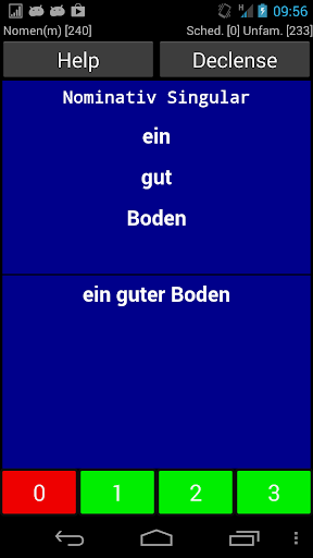 German Declension Trainer Screen 3