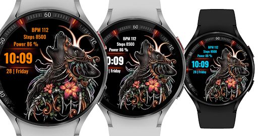 Tribal Wolf Wear Os Watchface Screen 2