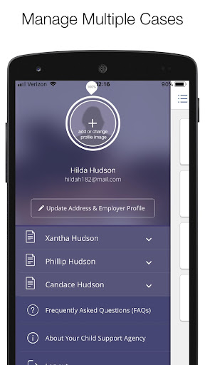 Screenshot of Child Support Mobile