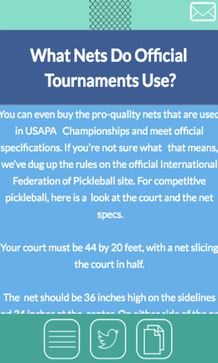 The Pickleball Net Info Screen 3