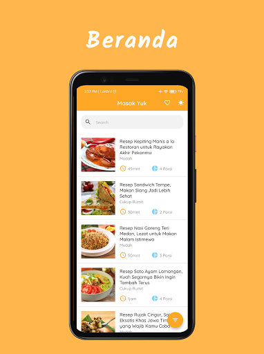 Android application Masak Yuk screenshort
