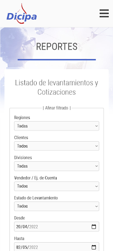 Android application Cotizaciones Dicipa screenshort