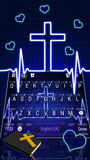 Neon Blue Cross Keyboard Backg Screen 3