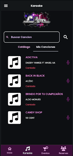 LiveKaraoke App Screen 3