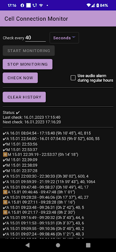 Android application Cell Connection Monitor screenshort