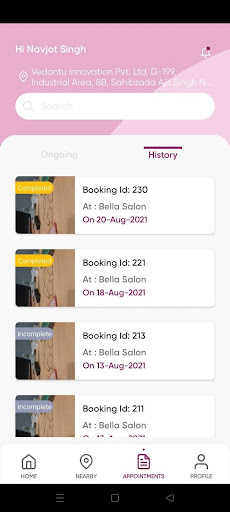 Android application JustSalon.in screenshort