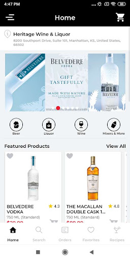 Android application Heritage Wine & Liquor screenshort