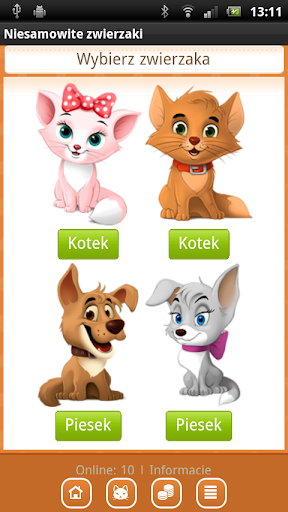 Android application Niesamowite zwierzaki screenshort