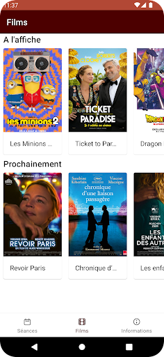 Android application Ciné Couvin screenshort