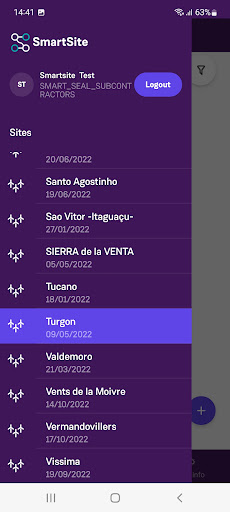 Android application Smartsite screenshort