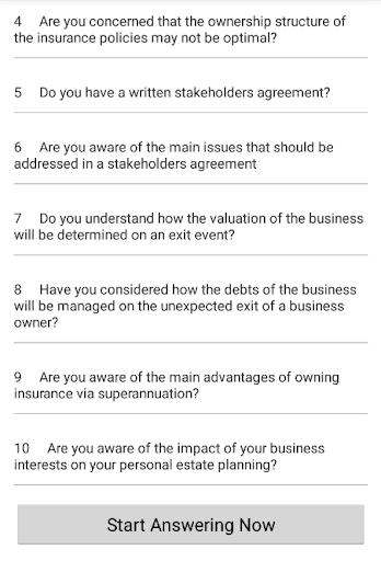 View Legal Business Succession Screen 2