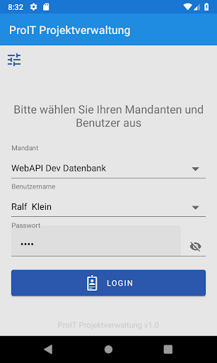 Android application ProIT Projektverwaltung screenshort
