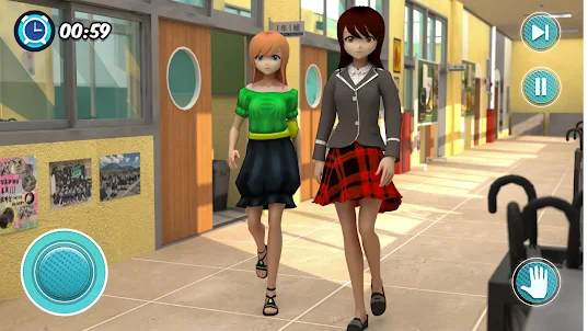 High School Anime Mäd 3D-Leben