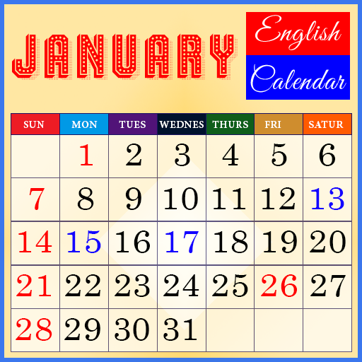 English calendar logo