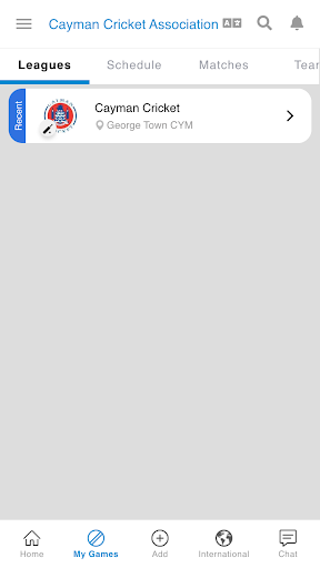 Android application Cayman Cricket Association screenshort