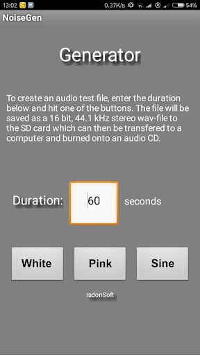 Noise and Sweep Generator Screen 2