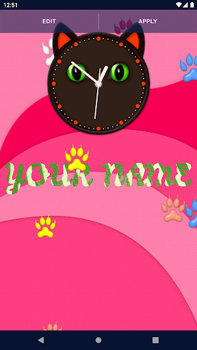 Cute Kitty Clock Wallpaper Screen 2