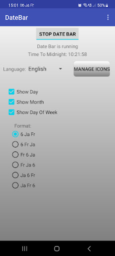 Android application DateBar - date in status bar screenshort