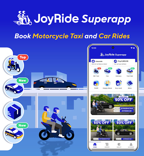 Android application JoyRide - Book Car and MC Taxi screenshort