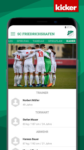 Android application SC Friedrichshafen screenshort