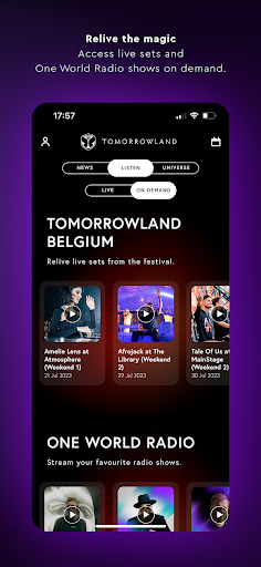 Android application Tomorrowland screenshort