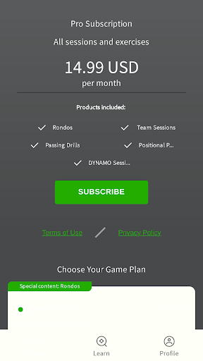 Android application J7 Soccer Sessions screenshort