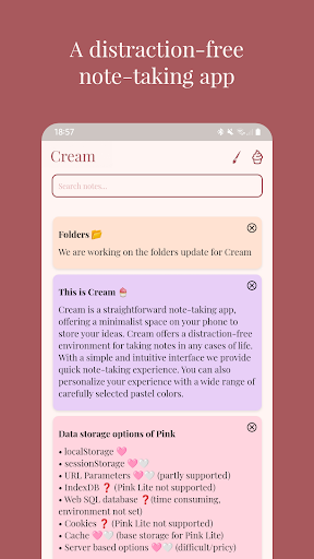 Android application Cream screenshort
