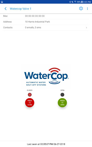 Android application WaterCop SmartConnect screenshort