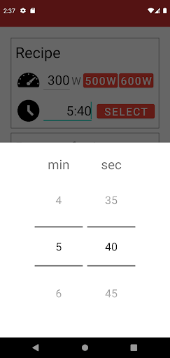 Microwave Calculator Screen 2