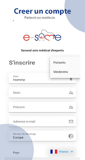 Android application e-SAME Télémédecine screenshort