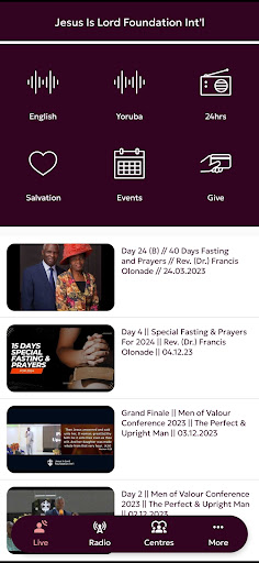 Android application Jesus is Lord Foundation Int'l screenshort
