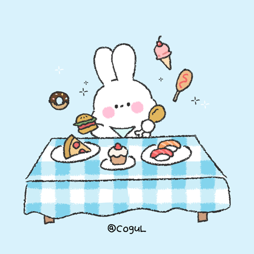 카카오톡 테마 - 먹보 바니_블루 logo