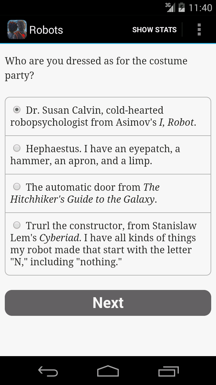 Android application Choice of Robots screenshort