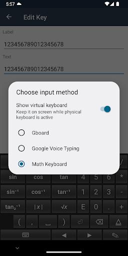 Android application Math Keyboard screenshort