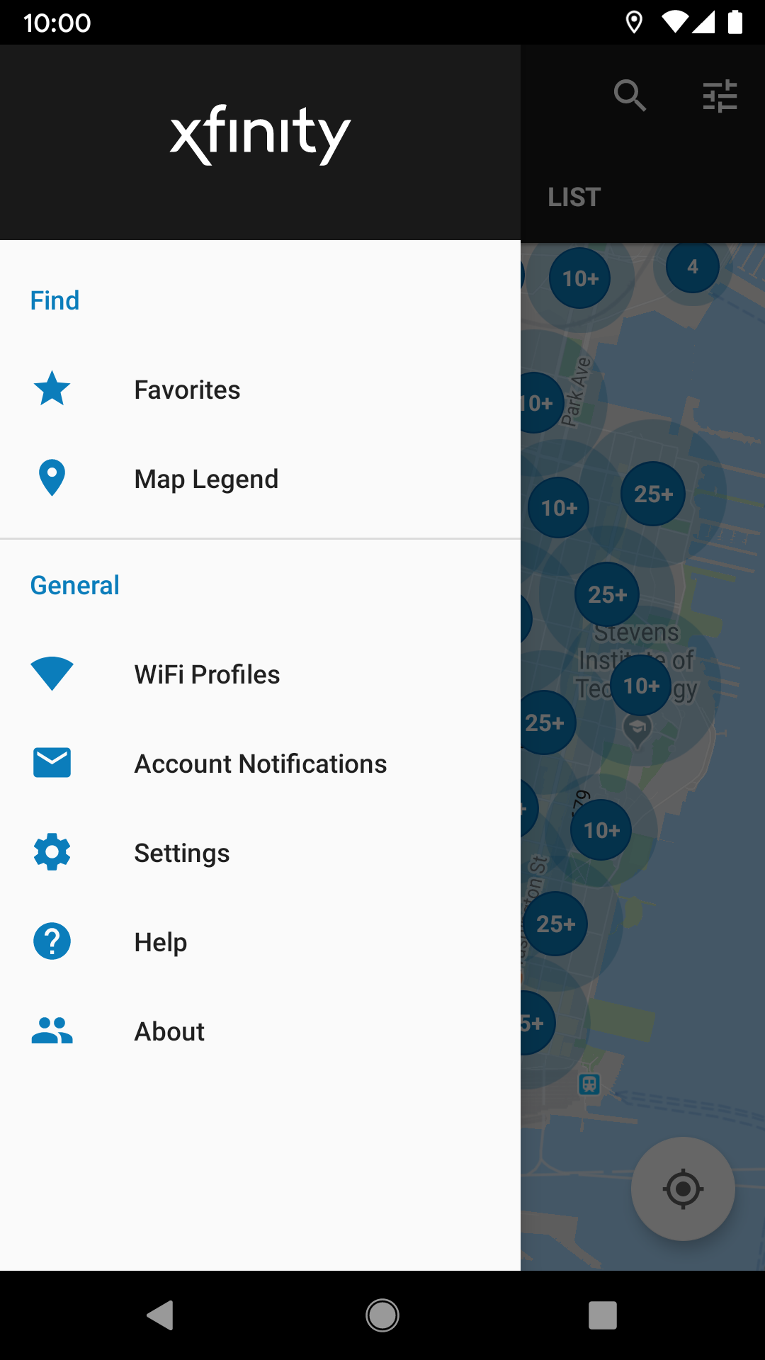 Android application Xfinity WiFi Hotspots screenshort