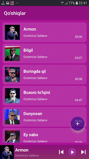Android application Orolmirzo Safarov qo'shiqlari screenshort