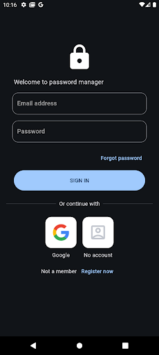 Android application Password Manager screenshort