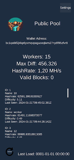 Android application Public-Pool(BTC) DUCO XLA screenshort