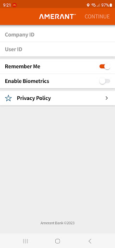 Android application Amerant Business Mobile screenshort