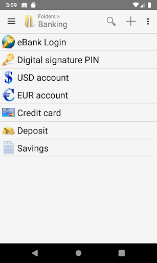 B-Folders Password Manager Screen 2