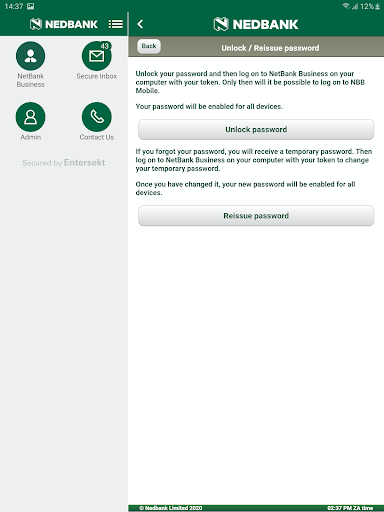 Screenshot of Nedbank AppSuite