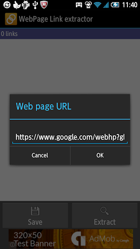 WebPage Link extractor Screen 3